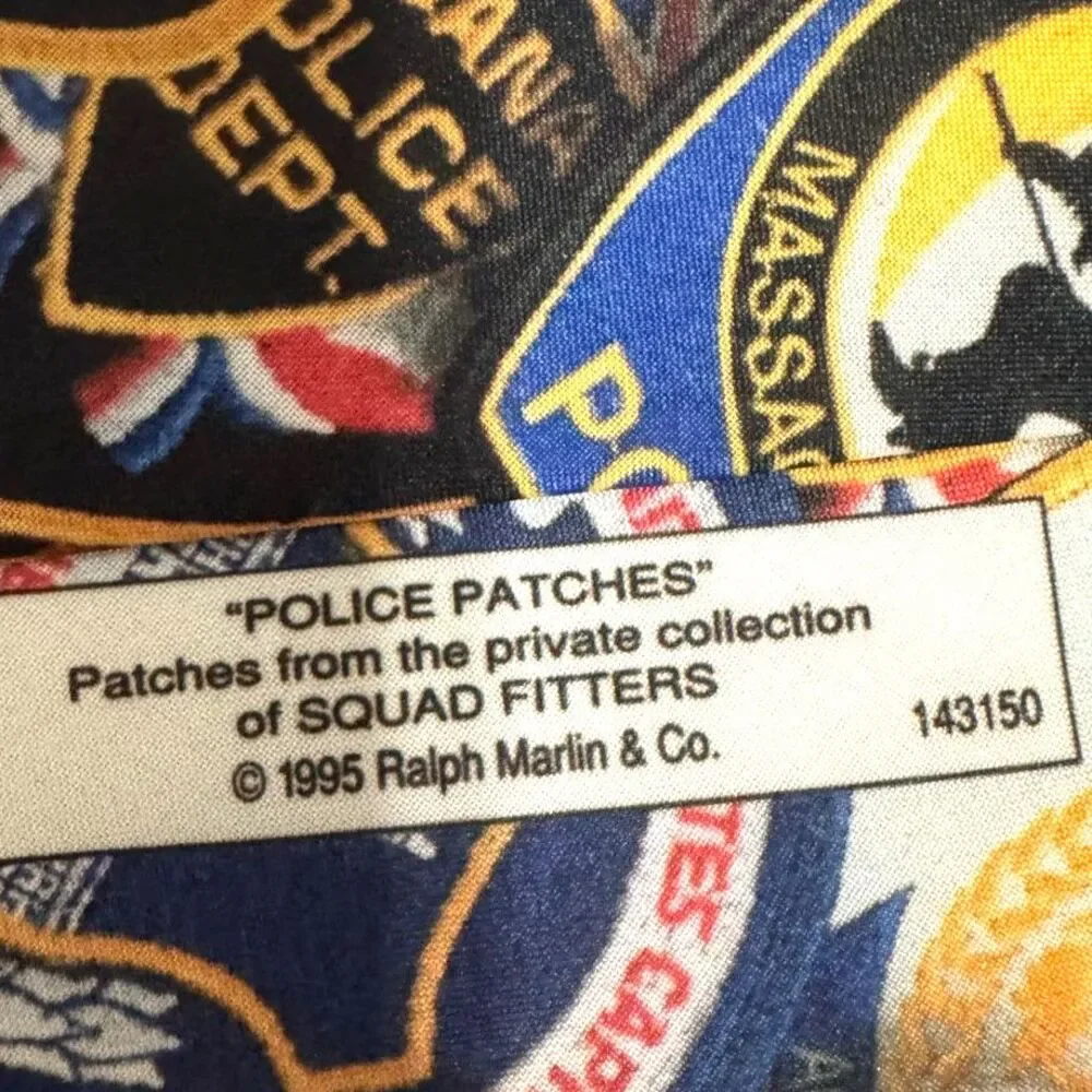 Ralph Marlin Vintage 1995 Police Patches Novelty Tie Made in USA Law Enforcement